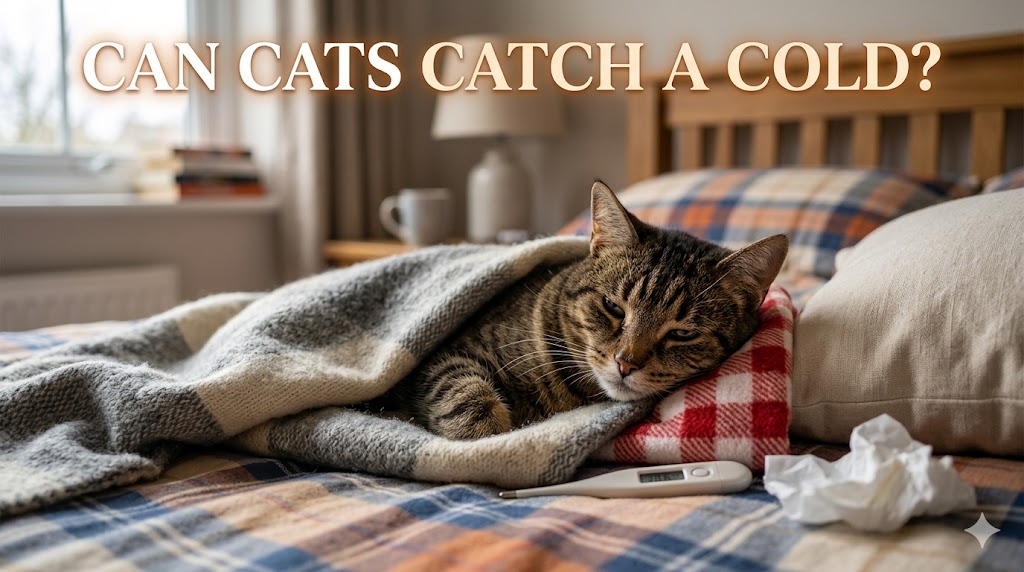 Cat sneezing and watery eyes showing can cats catch a cold symptoms in cats