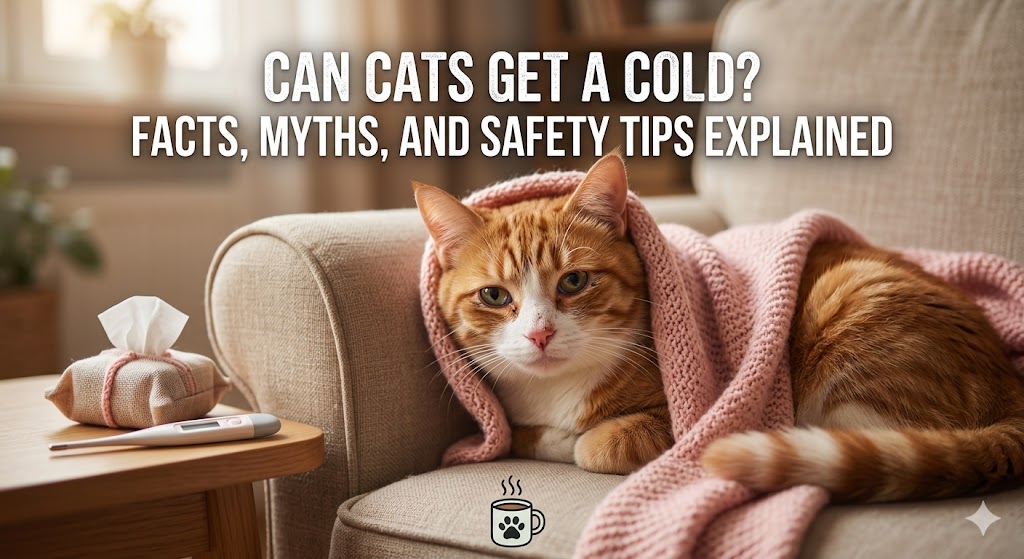 Cat sneezing with watery eyes showing can cats get a cold symptoms and respiratory infection signs