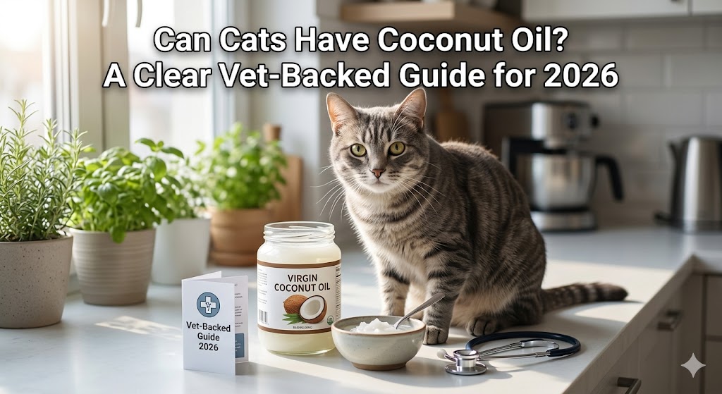 Cat licking coconut oil showing can cats have coconut oil safety and dietary considerations