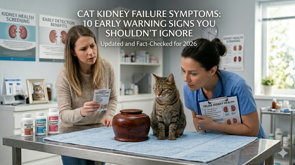 Cat showing weight loss and dehydration, highlighting cat kidney failure symptoms and warning health signs.