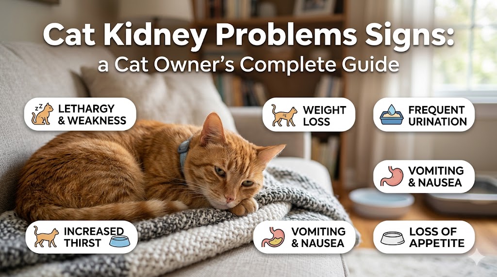 Cat showing weight loss and dehydration, highlighting cat kidney problems signs and warning symptoms
