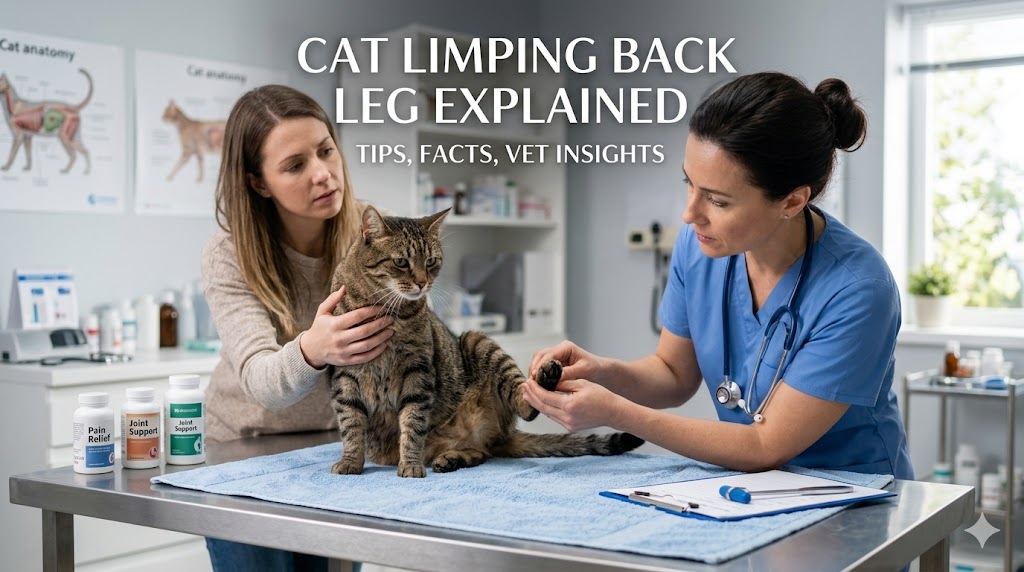 Cat limping on back leg, showing possible injury or discomfort while walking.