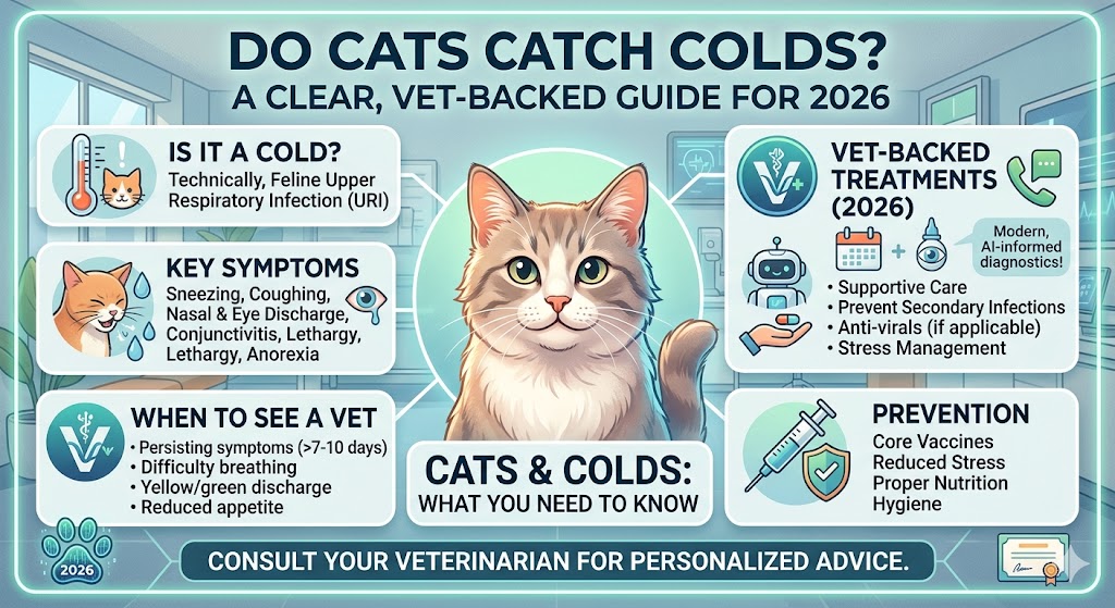 Cat sneezing with watery eyes showing do cats catch colds symptoms.