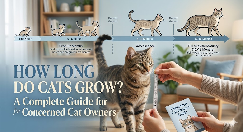 Cat at different growth stages, showing how long do cats grow and feline development timeline.