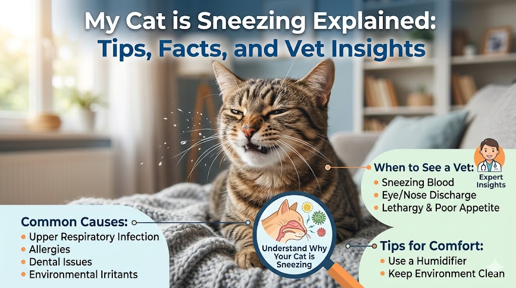 Cat sneezing with watery eyes showing my cat is sneezing and possible respiratory irritation signs