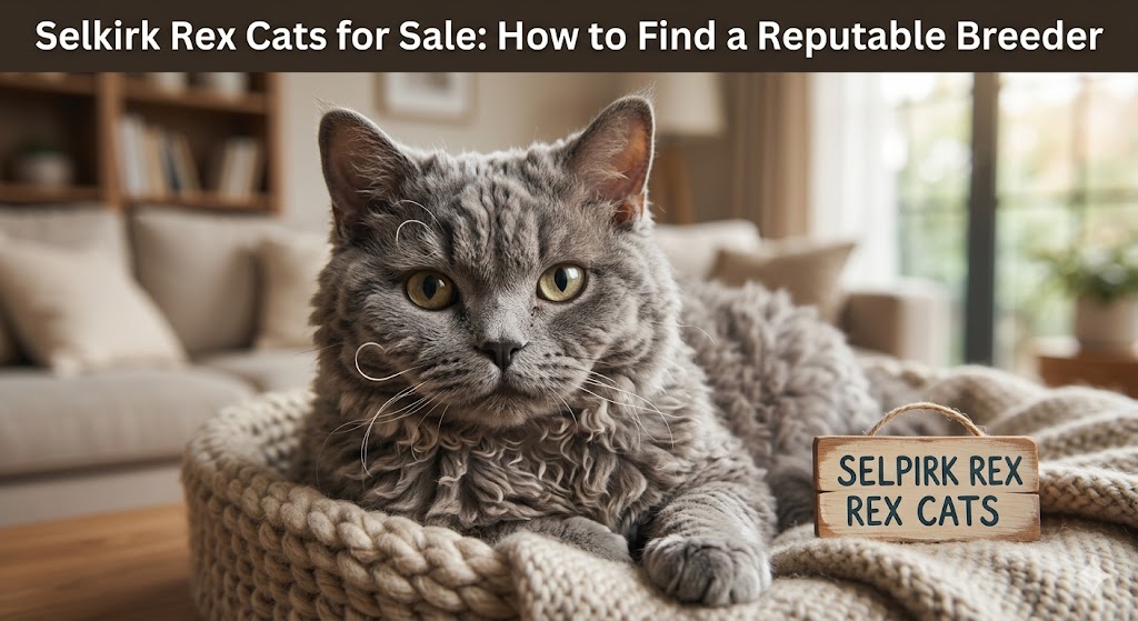 Selkirk Rex cat with curly coat, showing Selkirk Rex cats for sale and how to find a reputable breeder