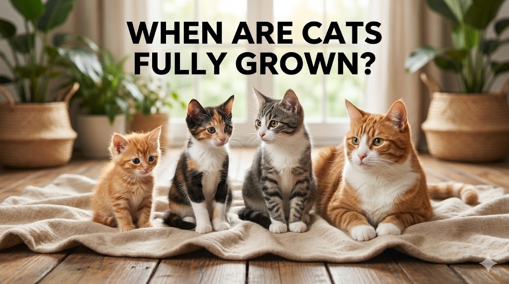 when are cats fully growth an illustration showing the growth of domestic cat.
