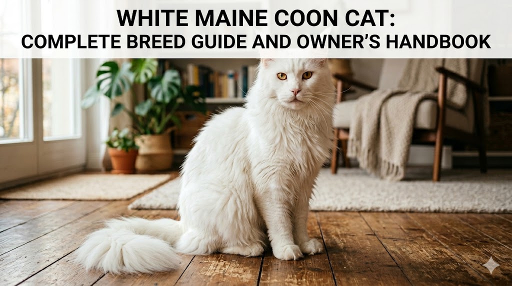 white maine coon cat with fluffy fur