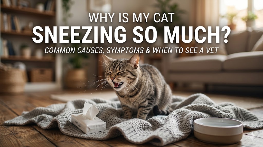 cat sneezing frequently due to allergy or infections.
