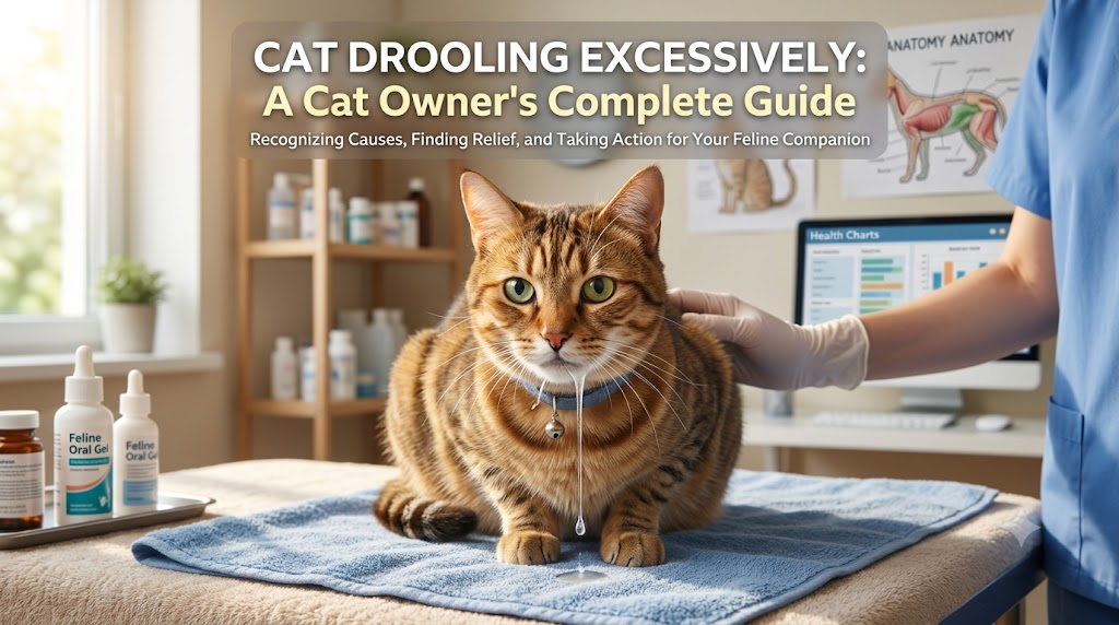 Cat drooling heavily with wet fur around mouth, showing cat drooling excessively and possible oral or health issues in cats.