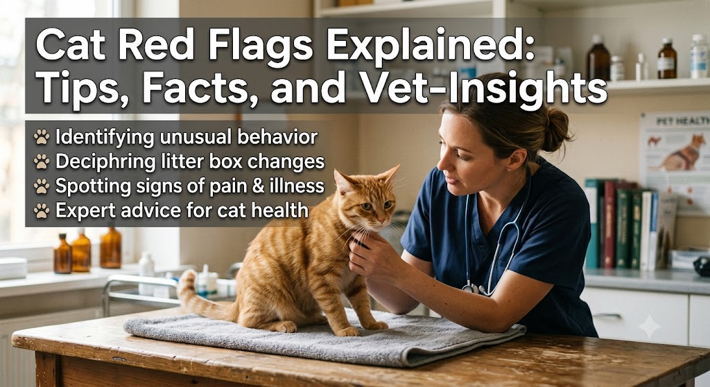 Cat displaying unusual behavior, showing cat red flags and warning signs of potential health or behavior problems in cats.