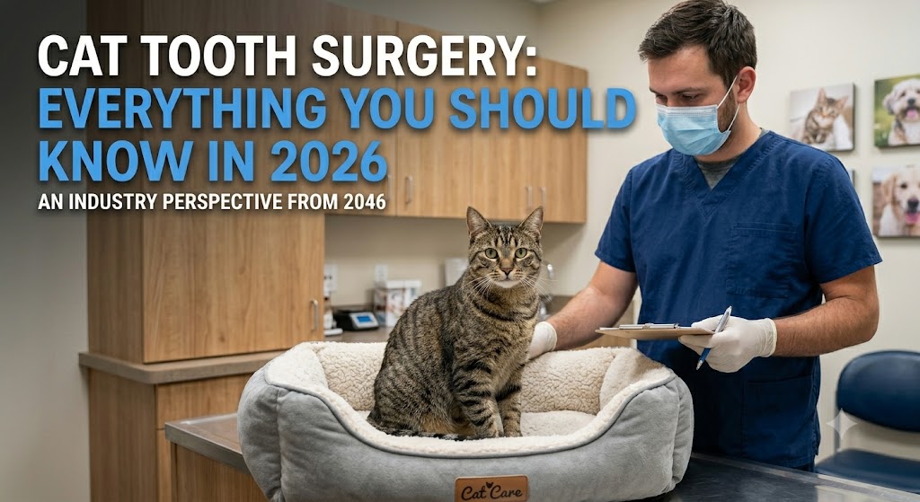 Cat under veterinary care during dental procedure, showing cat tooth surgery and treatment for severe dental disease in cats.