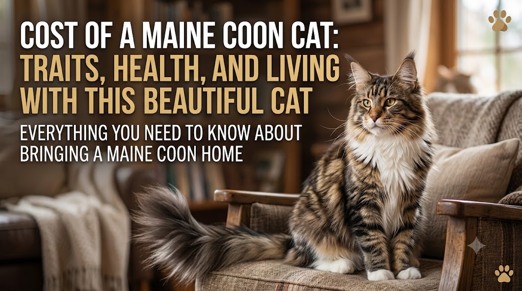 Maine Coon cat with large fluffy coat, showing cost of a Maine Coon cat and pricing factors for this popular giant breed