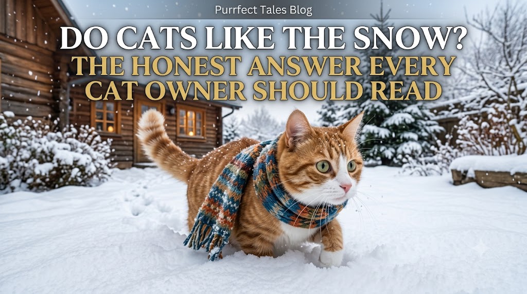 Cat walking cautiously in fresh snow, showing do cats like the snow and how different cats react to cold weather conditions.