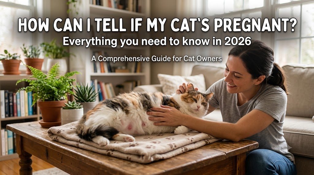Cat with a growing belly resting comfortably, showing how can I tell if my cat’s pregnant and common pregnancy signs in cats.