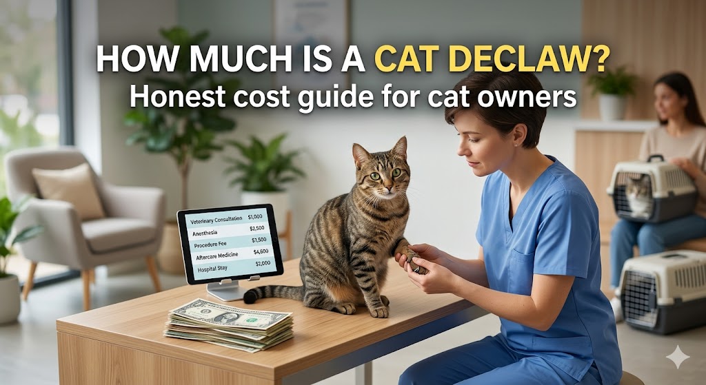 Cat resting after paw surgery, showing how much is a cat declaw procedure and related veterinary costs.