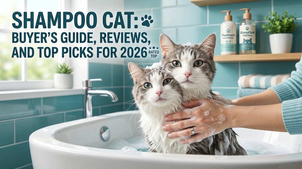 Cat being gently washed with shampoo, showing shampoo cat bathing and safe feline grooming and cleaning practices.