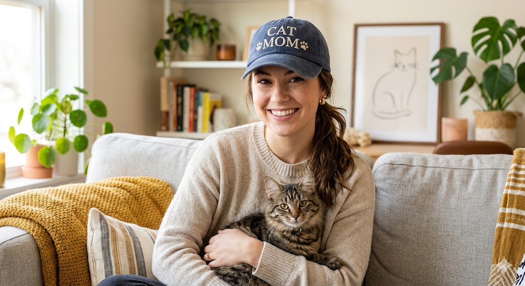 cat mom hat embroidered for cat lovers