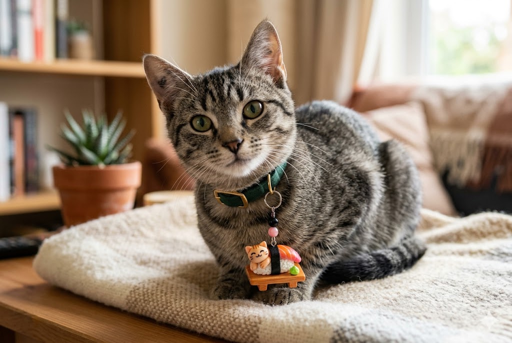 cute sushi cat keychain accessory